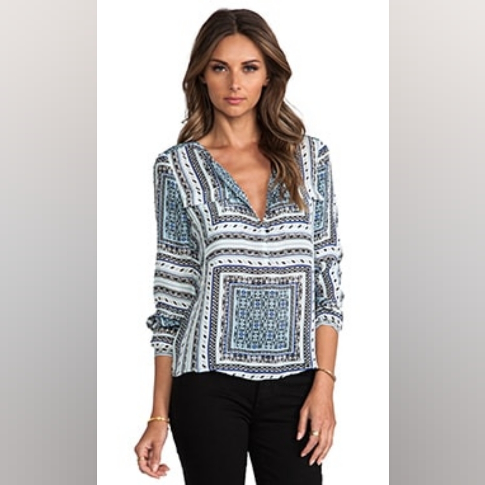 NWOT 100% SILK Parker Marissa Blouse in Calypso Mykonos sz M